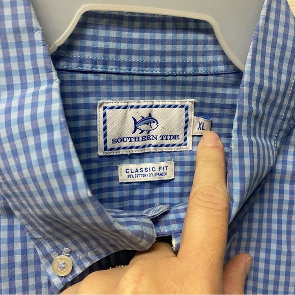 Men’s Southern Tide XL blue checked button down shirt - Picture 3 of 4